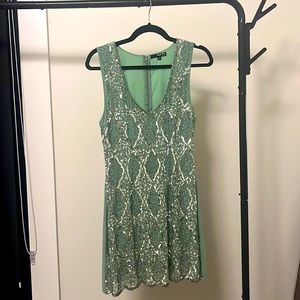TFNC London Dress - Mint Green Sequin Front Dress.